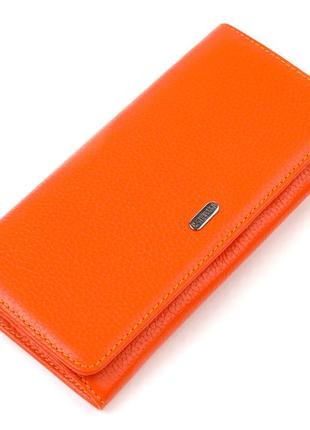 Большой женский кошелек из натуральной зернистой кожи canpellini 21710 оранжевый стильный кошелек бумажник для