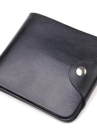 Містке чоловіче портмоне на два складання з натуральної гладкої шкіри canpellini 21573 чорний гаманець