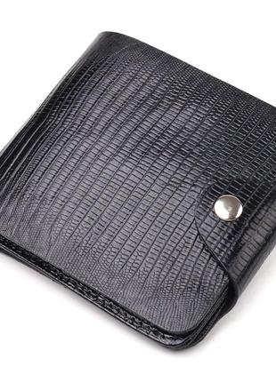 Портмоне для чоловіків у два складання з натуральної фактурної шкіри canpellini 21575 чорний гаманець-шумка для