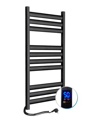 Полотенцесушитель ellipse 500х1000 sensor левый с таймером, чёрный муар электрическая сушилка для полотенец в