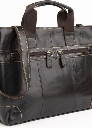 Сумка під ноутбук із гладкої шкіри vintage 14890 коричнева стильна сумка для чоловіків