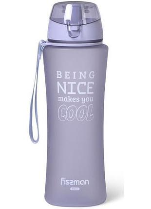 Бутылка спортивная fissman sport line 650мл пластиковая, серо-лиловая бутылка для воды в спортзал