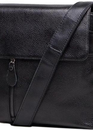 Сумка мессенджер vintage 14576 кожаная черная стильная сумка для мужчин