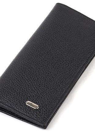 Мужской вертикальный бумажник из натуральной кожи canpellini 21898 черный бумажник кошелек для мужчин