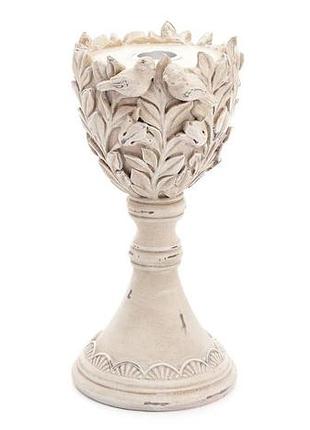 Підсвічник "saaling" лавровий букет 11х11х21см, зістарений білий гарний свічник