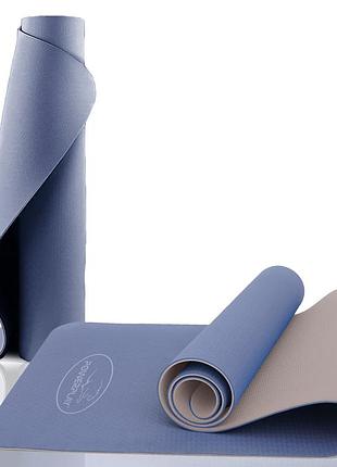 Килимок для йоги та фітнесу powerplay 4150 tpe premium performance mat синій (183x61x0.6) йога мат фитнесный