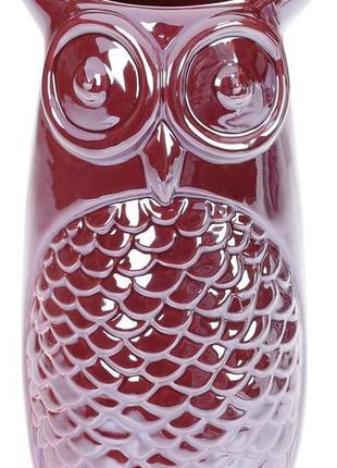 Ваза керамічна "сова" 19 см, перловий бордовий красивий ваза для квітів