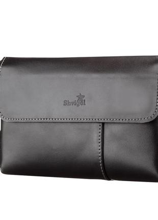 Мужской клатч shvigel 11084 кожаный черный сумочка-клатч для мужчин