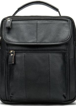 Сумка чоловіча флотар vintage 14763 чорна стильна сумка для чоловіків