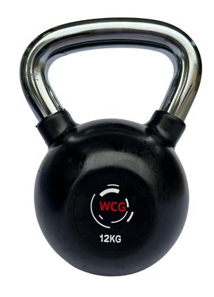 Гиря гумова з хромованою ручкою wcg 12 кг спортивний снаряд гиря
