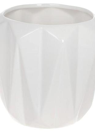 Ваза керамічна "stone flower клара" 17x17x17 см, біла красива ваза для квітів