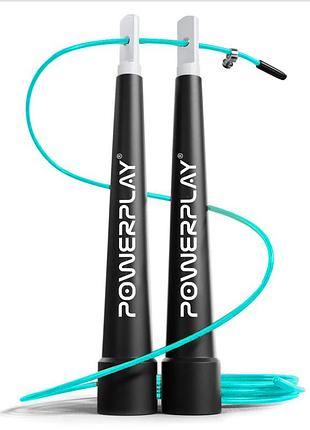 Скакалка швидкісна powerplay 4202 ultra speed rope бірюзова (2,9m.) скакалка для фітнесу