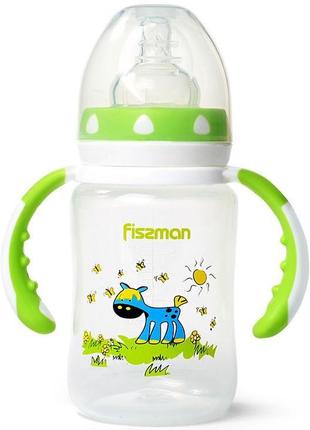 Бутылочка детская для кормления fissman babies "ослик на лужайке" 240мл с ручками бутылка для детей