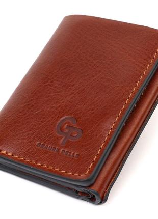 Стильный мужской кошелек в три сложения grande pelle 16786 коричневый бумажник кошелек для мужчин