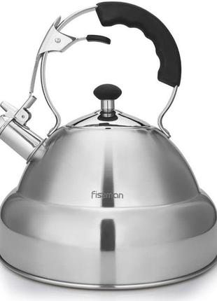 Чайник fissman alba 4.5 л із неіржавкої сталі зі свистком побутовий чайник на плиту