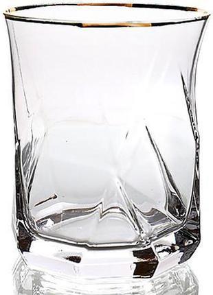 Набір 6 склянок facets 360 мл, скло із золотим кантом скляні склянки для напоїв