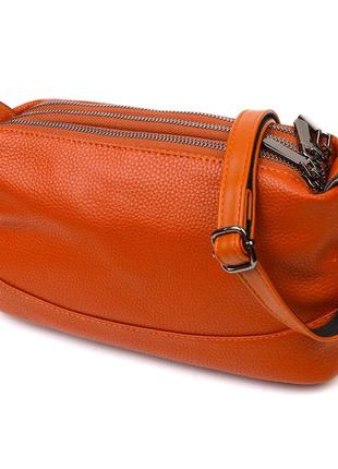 Чудова сумка на три відділення з натуральної шкіри 22138 vintage руда сумочка зі шкіри для жінок