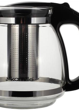 Чайник стеклянный заварочный kamille 1500мл со съемным ситечком (0780l) заварник чайник для заваривания чая