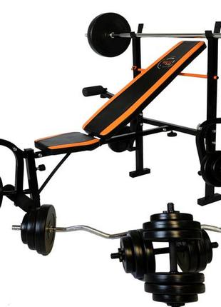 Лава для жиму wcg 0055 набір hard штанга 148 кг спортивна тренажерна лава