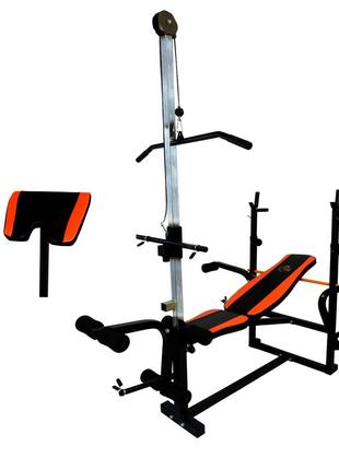 Скамья тренировочная wcg 0070 + тяга  , скотта +  штанга 50 кг спортивная тренажерная скамья