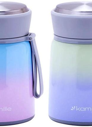 Термос харчовий kamille градієнт 530 мл із неіржавкої сталі з ложкою trn