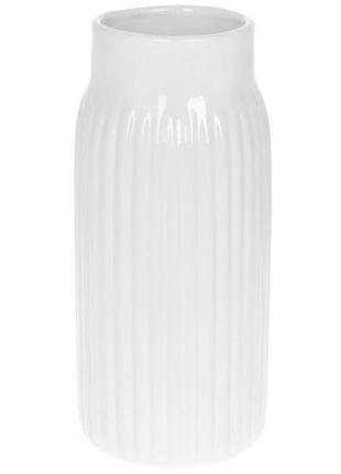 Ваза керамічна "stone flower" 12x12x26 см, білий глянець красива ваза для квітів