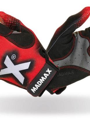 Рукавиці для фітнесу madmax mxg-101 x gloves black/grey/red m фітнесні рукавички