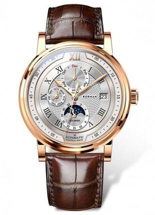 Водостойкие механические часы borman club golden стильные наручные часы для мужчин