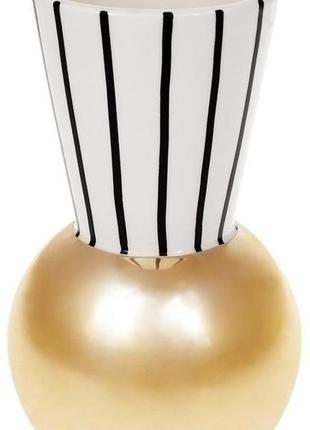 Ваза керамічна kamarin 19.3 см чорні смуги із золотом красива ваза для квітів