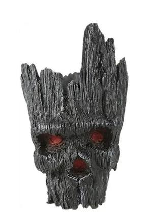 Горшочек для цветов и канцелярии грут groot g10 черный череп trn