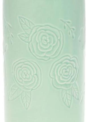 Ваза "м'ятна троянда" 10.5х10.5х18.5 см керамічна м'ятна красива ваза для квітів