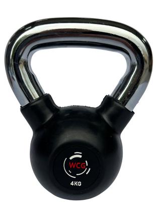 Гиря гумова з хромованою ручкою wcg 4 кг спортивний снаряд гиря