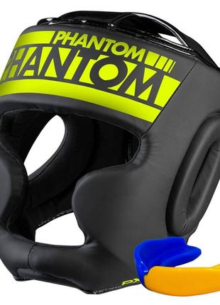 Боксерский шлем phantom apex full face neon one size black/yellow (капа в подарок) шлем для бокса