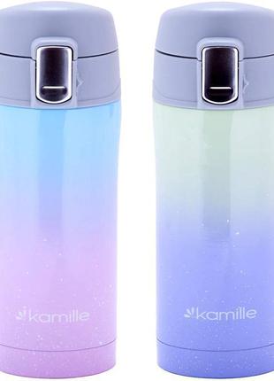 Термос kamille градієнт 320 мл із неіржавкої сталі, термокухоль термос пляшка