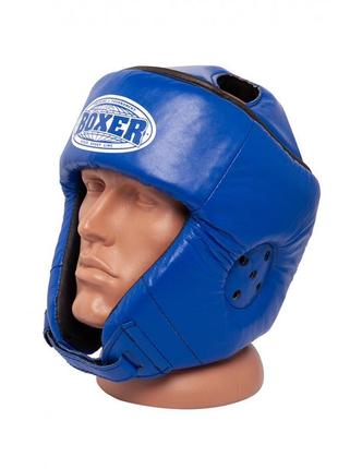 Шолом карате boxer l шкіра 0,8-1 мм синій шолом для боксу
