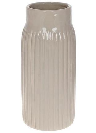 Ваза керамічна "stone flower" 12x12x26 см, бежевий глянець красива ваза для квітів