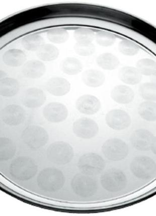 Поднос empire круглый ø25см, металлический круговым матовым декором кухонный поднос для подачи блюд