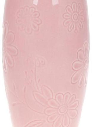 Ваза "рожева ромашка" 12.5х12.5х21.8 см керамічна рожева гарна ваза для квітів