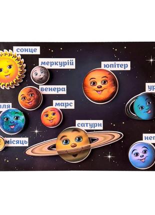 Деревянная развивающая доска "космос" ubumblebees (псд021) psd021 планеты на липучках развивающая игрушка для