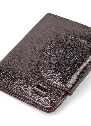 Яскраве жіноче портмоне середнього розміру з натуральної шкіри canpellini 21806 золотистий стильний гаманець