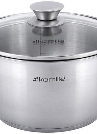 Каструля kamille gladys 3 л із неіржавкої сталі, з мірною шкалою кухонна каструля з кришкою