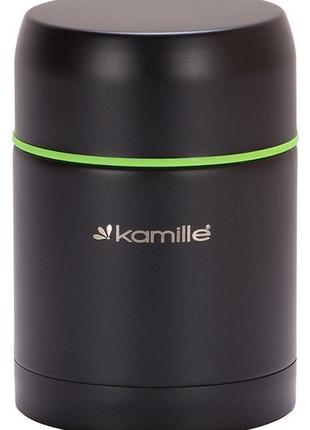 Термос харчовий kamille merikano, 500 мл із неіржавкої сталі, чорний trn