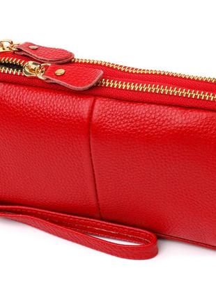 Стильный женский клатч на два отделения из натуральной кожи 22090 vintage красный сумочка из кожи для женщин