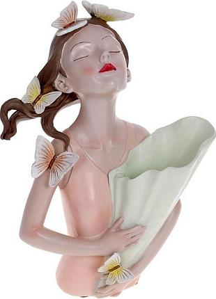 Ваза декоративная "бабочки" 20х15х32см, полистоун, розовый с мятой красивая ваза для цветов