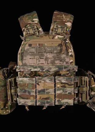 Тактическая плитоноска м6 с комплектом подсумков (без плит) мультикам trn