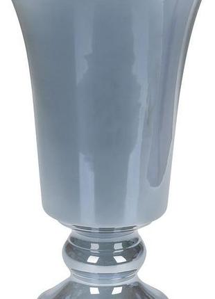 Ваза керамічна "кубок" 26.5 см, сірий перламутр красива ваза для квітів