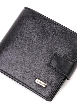 Удобный мужской кошелек из натуральной гладкой кожи canpellini 21877 черный бумажник кошелек для мужчин