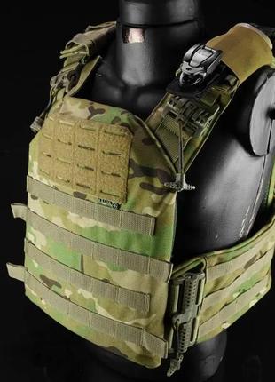 Тактическая плитоноска жилет с быстрым сбросом cordura 1000d (без плит) мультикам trn
