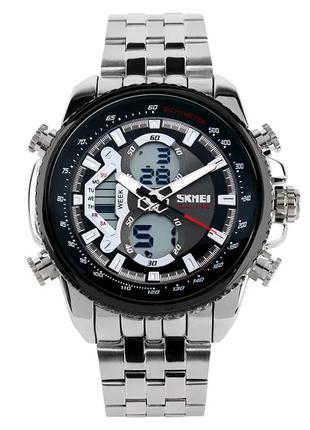 Наручные кварцевые спортивные часы skmei 0993 серебристый стильные наручные часы для мужчин
