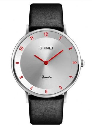 Наручные часы skmei 1263 серебристые с красным стильные наручные часы для мужчин